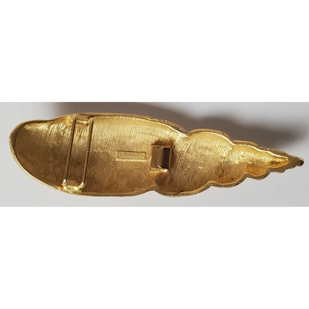 Vintage Accessocraft NYC Gold Tone Seashell Belt Buckle‎ Hollywood Regency Beach